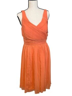 J.Crew Heidi Silk Chiffon Coral Dress Size 8 BNWT Bridesmaid Wedding